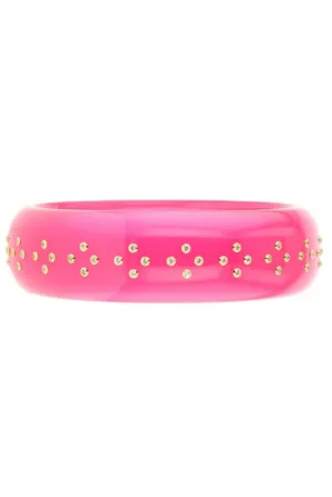 White Topaz Pink Bakelite Bangle Bracelet