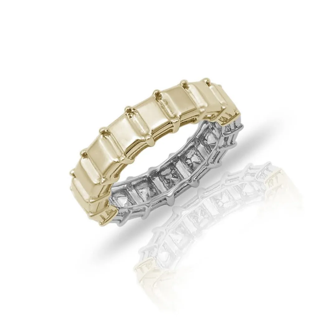 White/Yellow Emerald Cut Goldstone™ Eternity Band