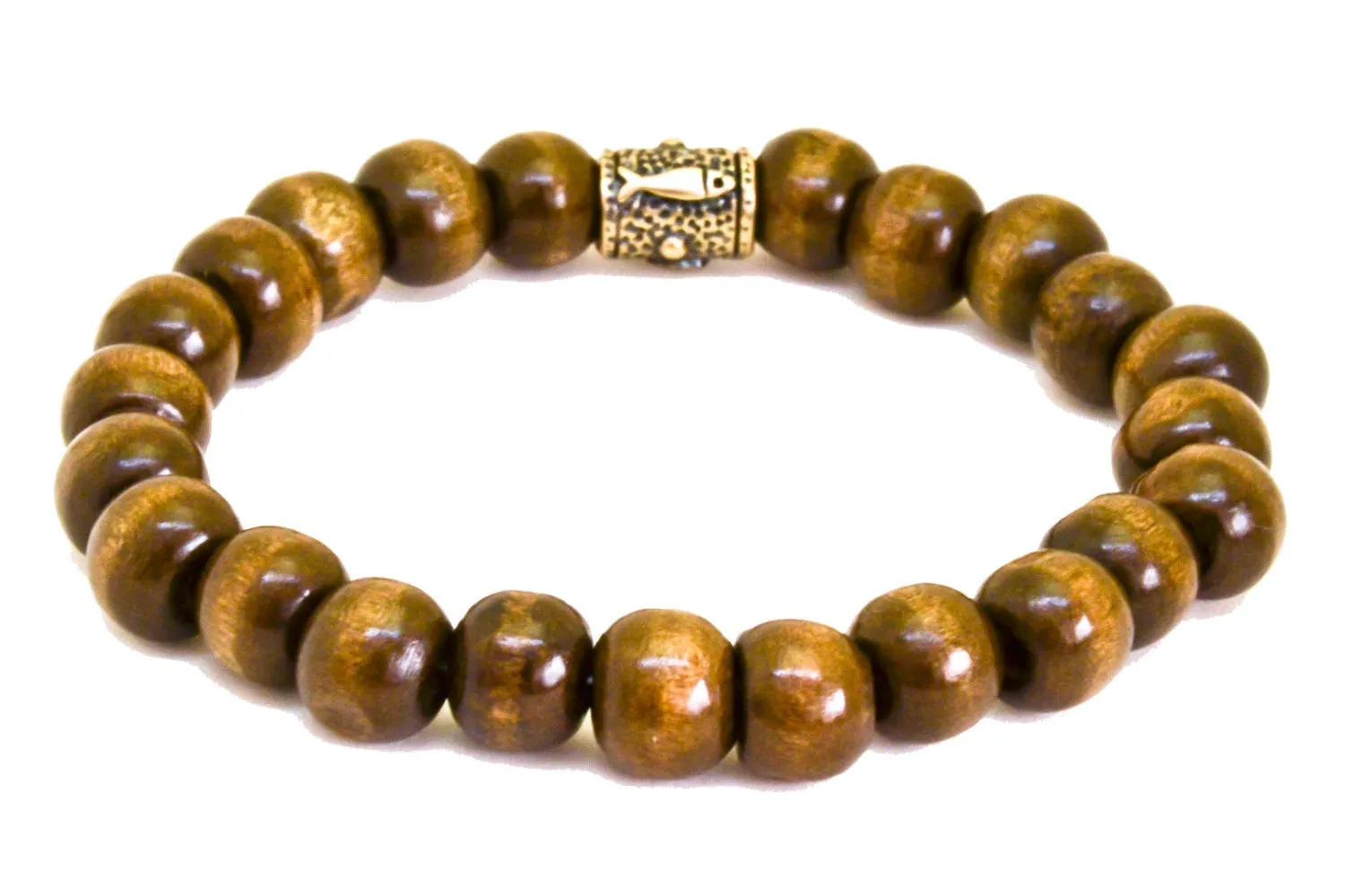 Wood beads Hamsa bracelet for men, evil eye protection